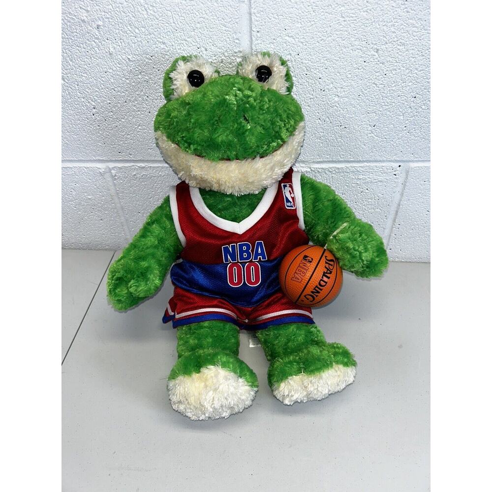 Vintage Build A Bear NBA 1 Green Frog‎ With Ball 19" Basketball Plush Toy Outfit
